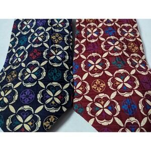 Vtg Mens Pair Of Christian Dior Monsieur Neck Ties 100% Silk Luxury 4'' Abstract